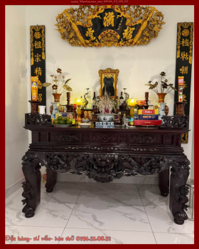 Bàn thờ cài sen gỗ gụ